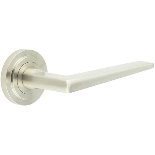 Luxury Satin Nickel Door Handle Stepped Rose Elegant Interiors Solid Brass Interior Handle