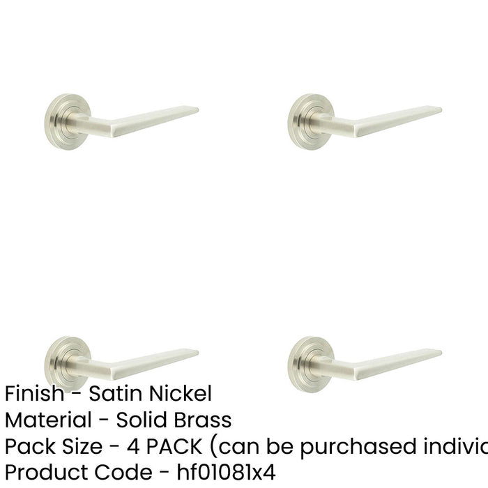 PACK Luxury Satin Nickel Door Handle Stepped Rose Elegant Interiors Solid Brass Interior Handle-1