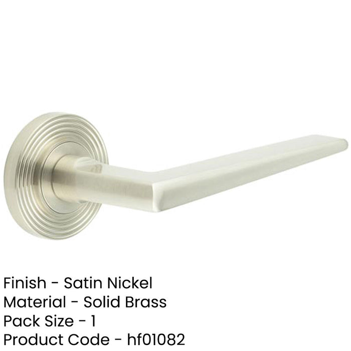 Elegant Satin Nickel Door Handle Reeded Rose Luxury Homes Solid Brass Interior Handle-1