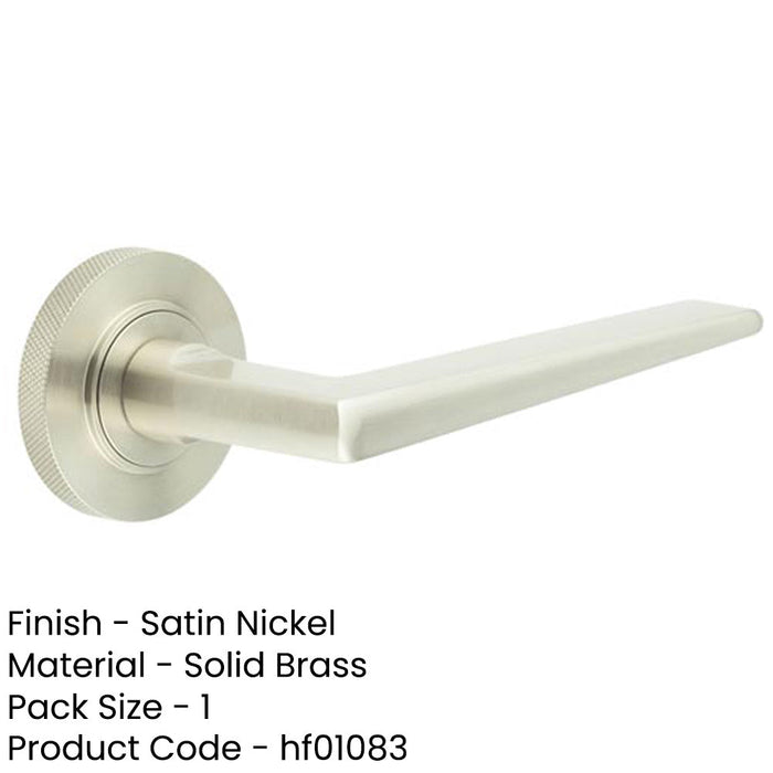 Elegant Satin Nickel Door Handle Knurled Rose Luxury Interiors Solid Brass Interior Handle-1