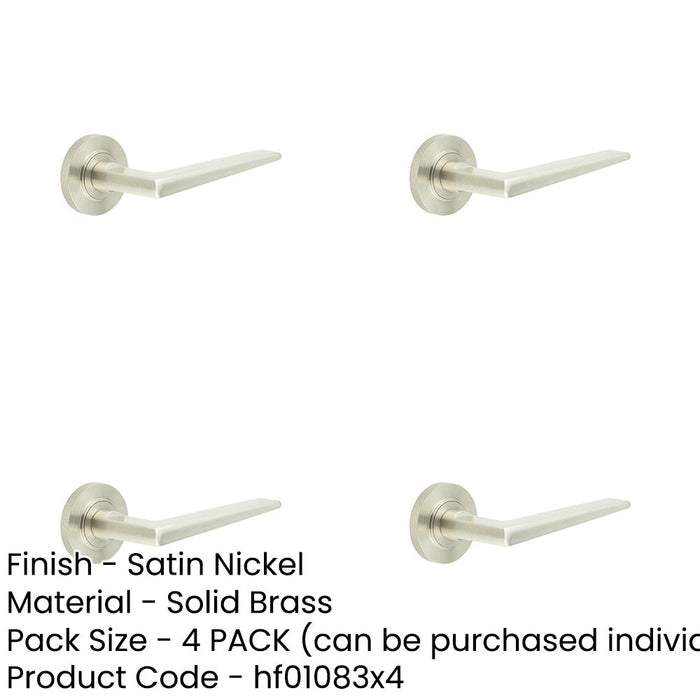 PACK Elegant Satin Nickel Door Handle Knurled Rose Luxury Interiors Solid Brass Interior Handle-1