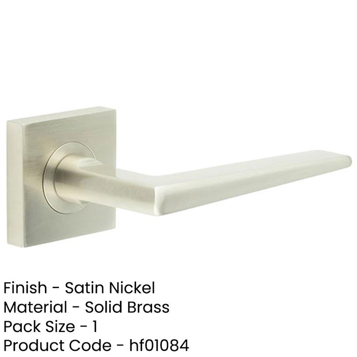 Elegant Satin Nickel Door Handle with Square Rose Solid Brass Interior Handle-1