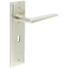 Satin Nickel Door Handle Lock Backplate Modern Homes Solid Brass Interior Handle