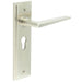 Satin Nickel Euro Lock Door Handle with Backplate Elegant Durable Design Solid Brass Interior Handle