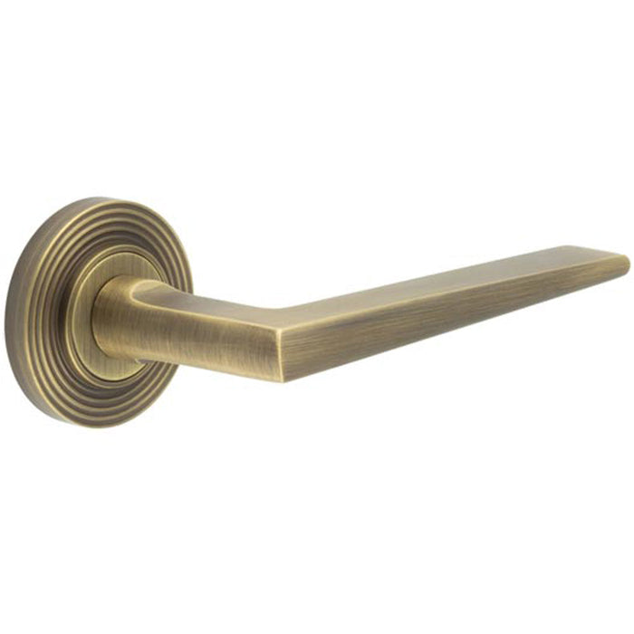 Elegant Antique Brass Door Handle Reeded Rose Luxury Homes Solid Brass Interior Handle