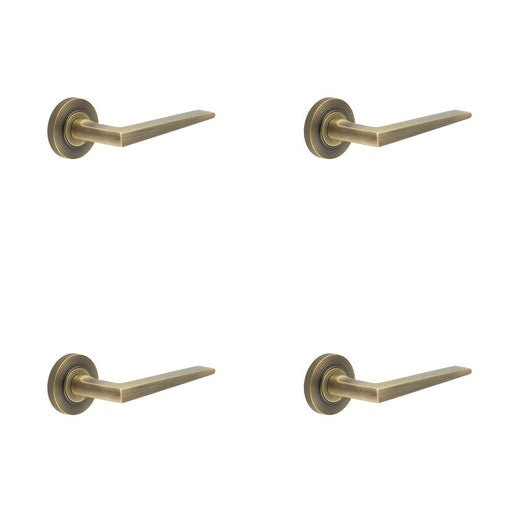 PACK Luxury Antique Brass Door Handle Knurled Rose Elegant Interiors Solid Brass Interior Handle