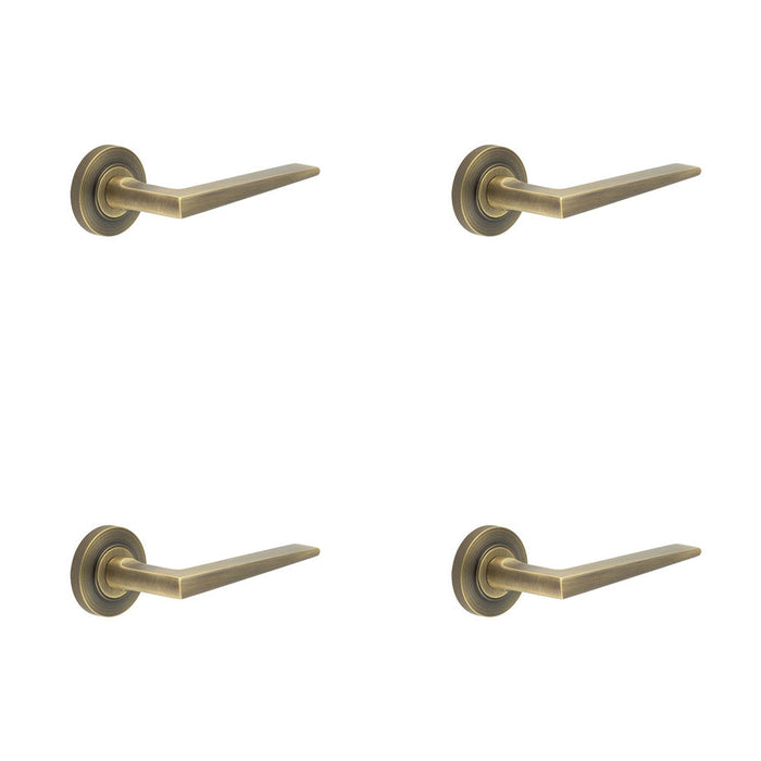 PACK Luxury Antique Brass Door Handle Knurled Rose Elegant Interiors Solid Brass Interior Handle