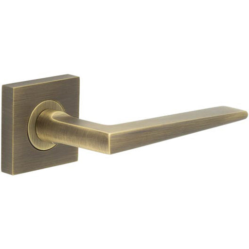 Elegant Antique Brass Door Handle Square Rose Luxury Spaces Solid Brass Interior Handle