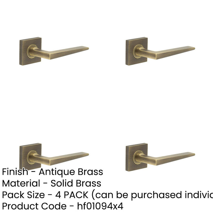 PACK Elegant Antique Brass Door Handle Square Rose Luxury Spaces Solid Brass Interior Handle-1