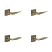 PACK Elegant Antique Brass Door Handle Square Rose Luxury Spaces Solid Brass Interior Handle