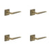 PACK Luxury Antique Brass Door Handle Square Stepped Rose Elegant Interiors Solid Brass Interior Handle