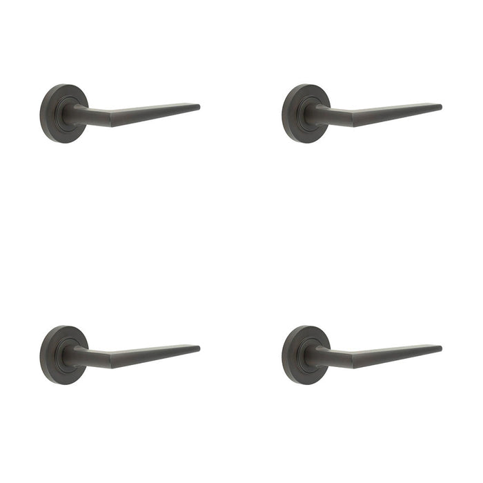 PACK Elegant Dark Bronze Door Handle Plain Rose Luxury Interiors Solid Brass Interior Handle