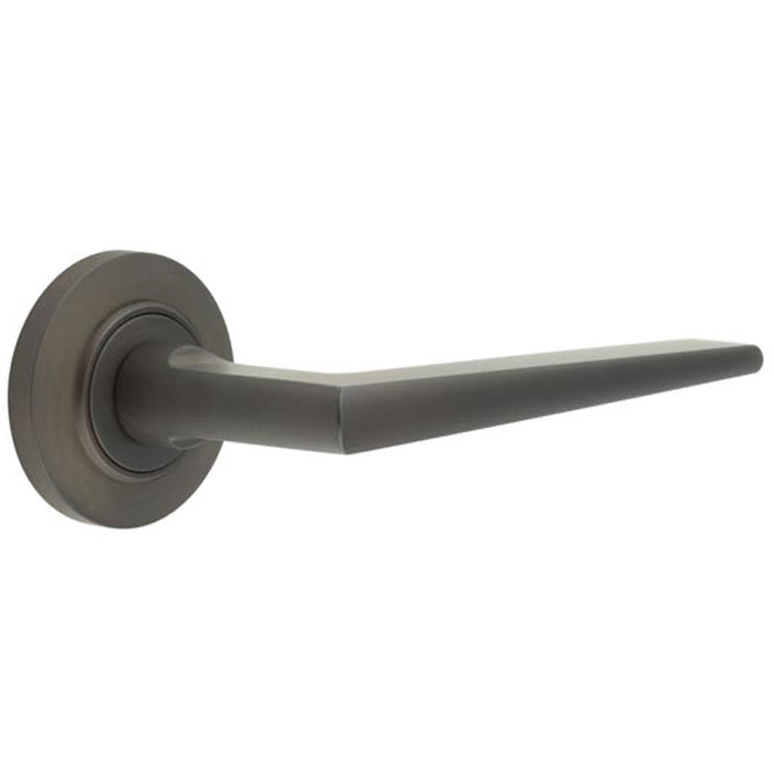 Luxurious Dark Bronze Door Handle Chamfered Rose Elegant Interiors Solid Brass Interior Handle