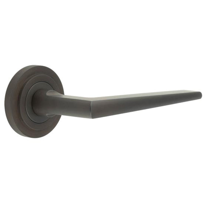 Elegant Dark Bronze Door Handle Stepped Rose Premium Brass Finish Solid Brass Interior Handle