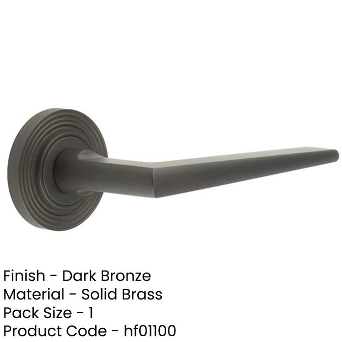 Luxury Solid Brass Door Handle Reeded Rose Dark Bronze Finish Solid Brass Interior Handle-1