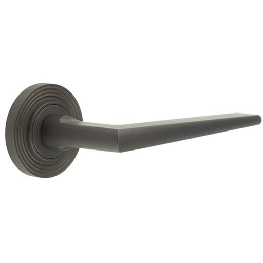 Luxury Solid Brass Door Handle Reeded Rose Dark Bronze Finish Solid Brass Interior Handle