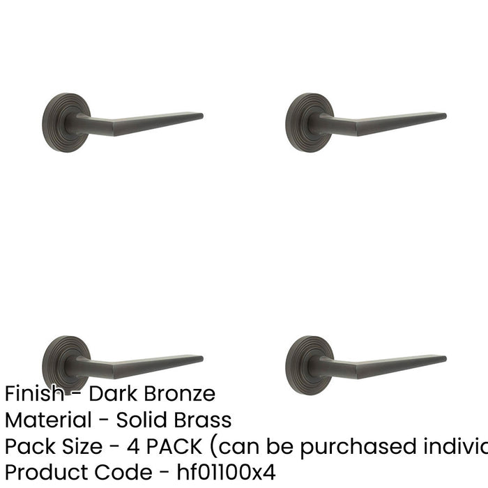 PACK Luxury Solid Brass Door Handle Reeded Rose Dark Bronze Finish Solid Brass Interior Handle-1