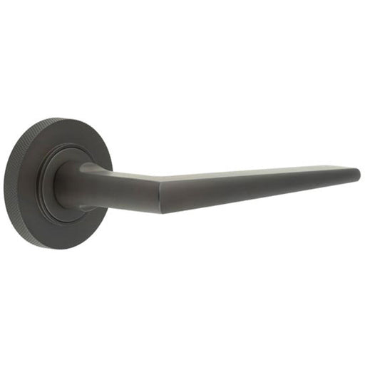 Luxury Solid Brass Door Handle Knurled Rose Dark Bronze Finish Solid Brass Interior Handle