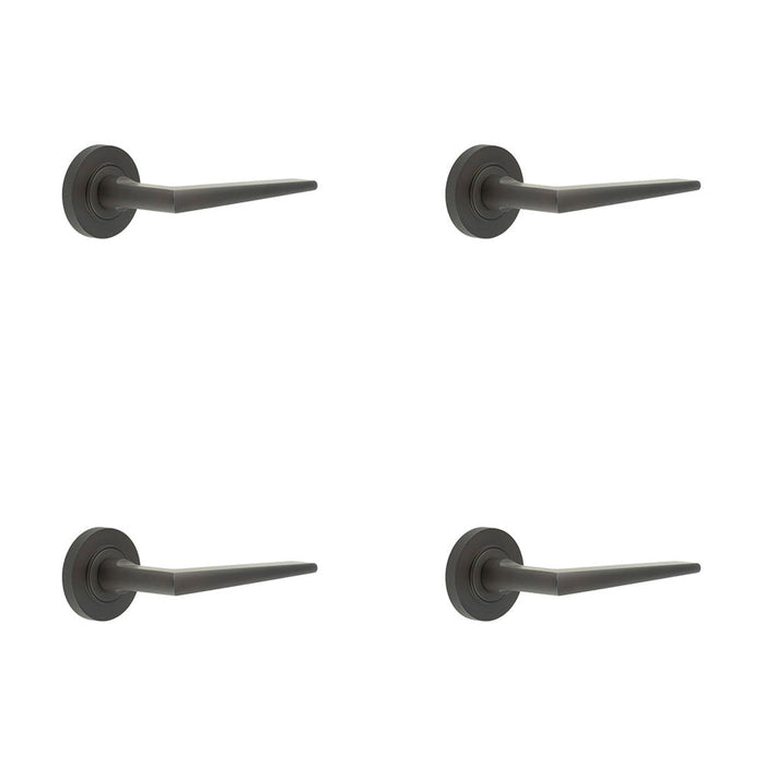 PACK Luxury Solid Brass Door Handle Knurled Rose Dark Bronze Finish Solid Brass Interior Handle