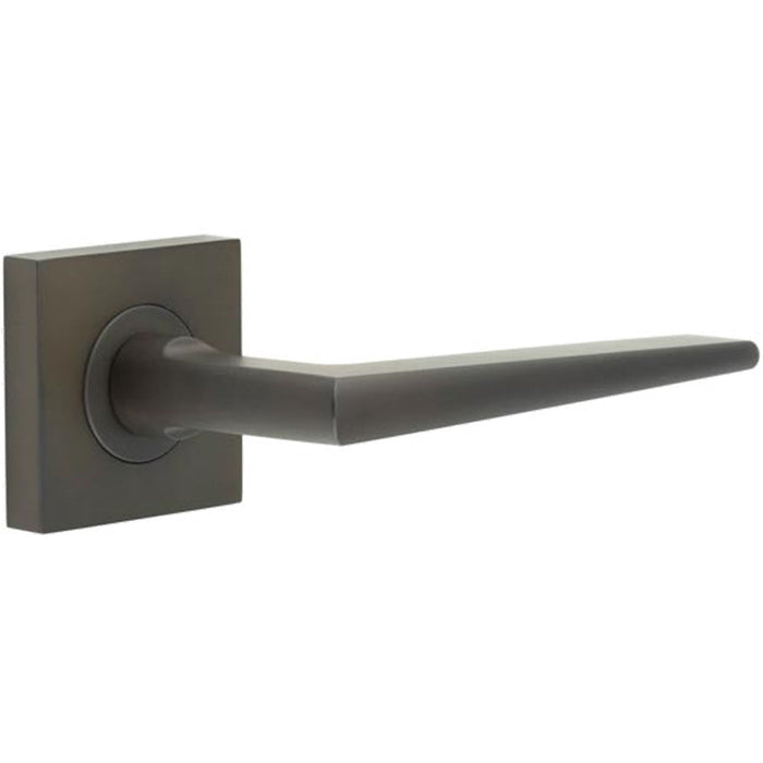 Elegant Dark Bronze Door Handle Square Rose Luxury Spaces Solid Brass Interior Handle