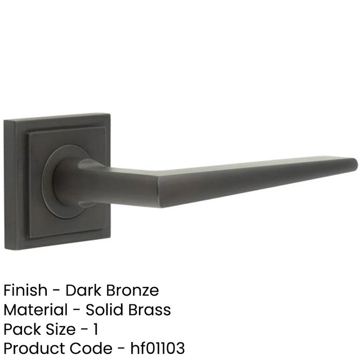 Elegant Dark Bronze Door Handle Square Stepped Rose Solid Brass Interior Handle-1