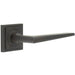 Elegant Dark Bronze Door Handle Square Stepped Rose Solid Brass Interior Handle