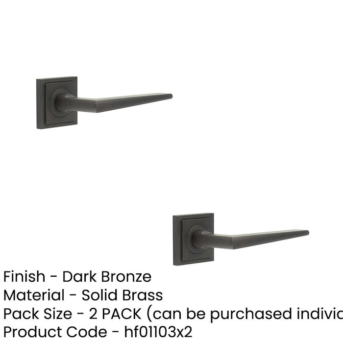 PACK Elegant Dark Bronze Door Handle Square Stepped Rose Solid Brass Interior Handle (1)-1