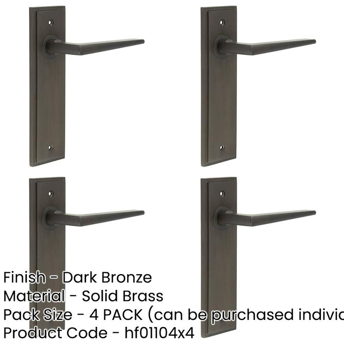 PACK Elegant Dark Bronze Door Handle Latch Backplate Modern Homes Solid Brass Interior Handle-1