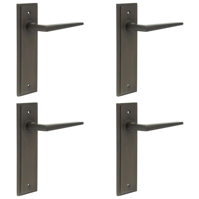 PACK Elegant Dark Bronze Door Handle Latch Backplate Modern Homes Solid Brass Interior Handle