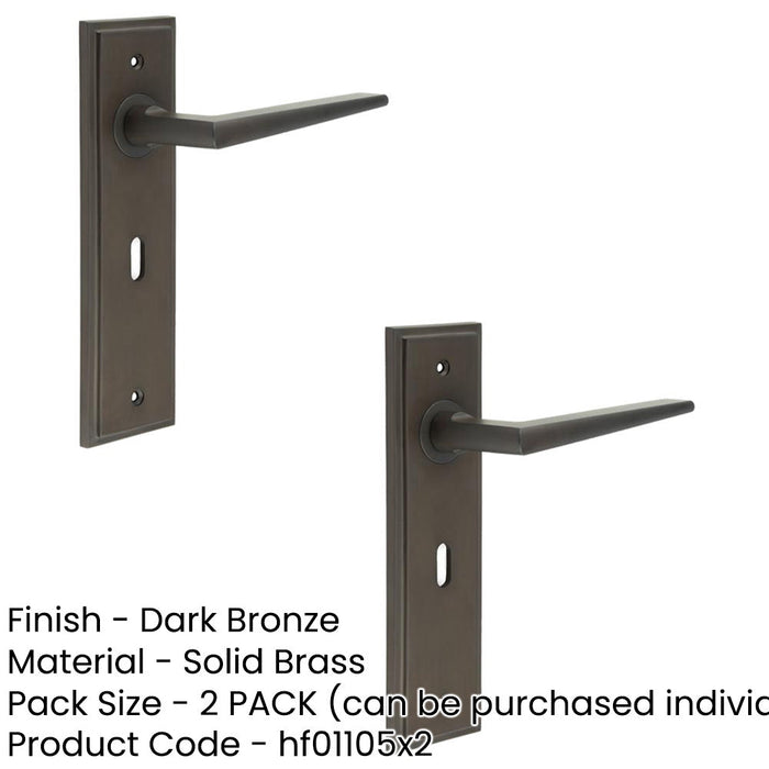 PACK Dark Bronze Lever Door Handle Lock Backplate Modern Homes Solid Brass Interior Handle (1)-1