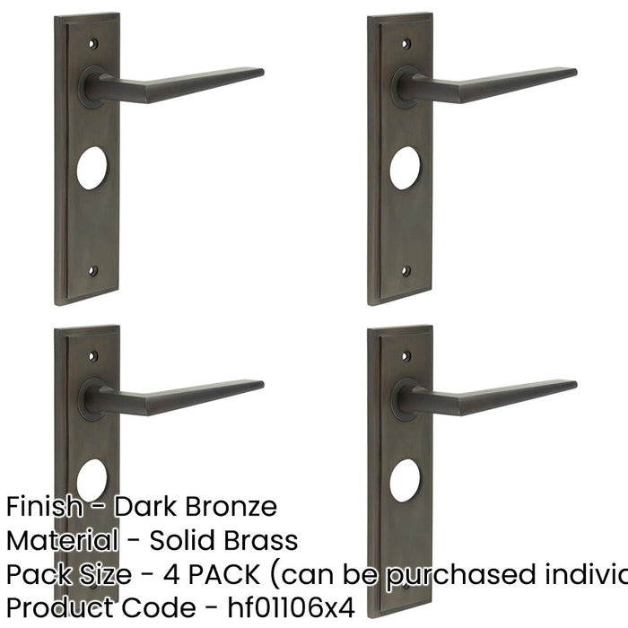PACK Elegant Dark Bronze Bathroom Door Handle with Backplate Solid Brass Interior Handle-1