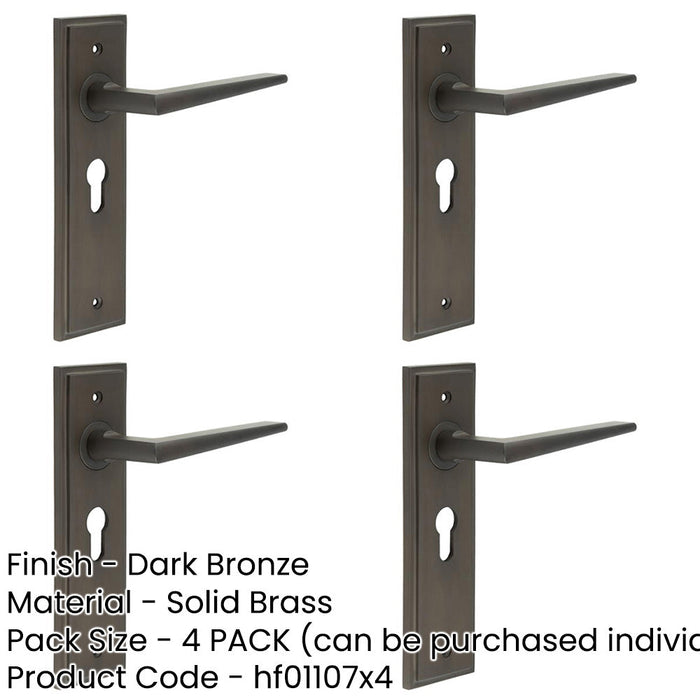 PACK Luxury Dark Bronze Euro Backplate Door Handle Modern Homes Solid Brass Interior Handle-1