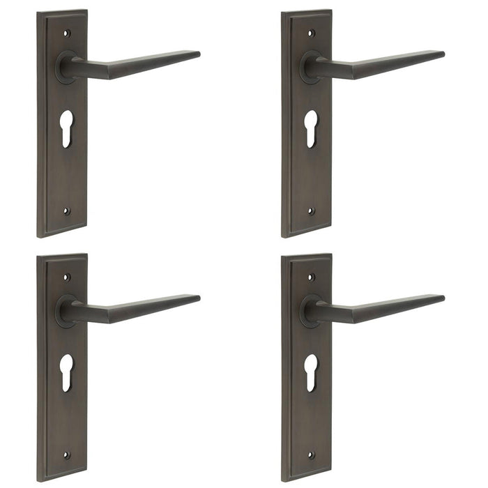 PACK Luxury Dark Bronze Euro Backplate Door Handle Modern Homes Solid Brass Interior Handle