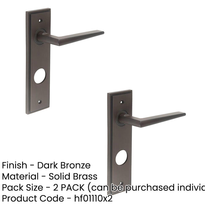 PACK Luxurious Dark Bronze Bathroom Door Handle with Backplate Solid Brass Interior Handle (3)-1