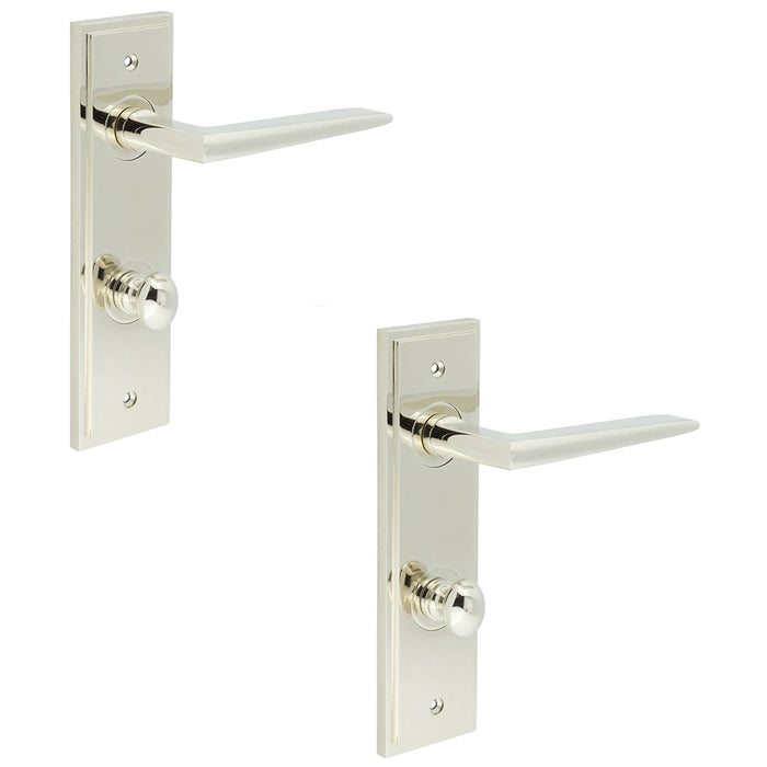 PACK Polished Nickel Bathroom Door Handle with Backplate Turn Release Solid Brass Interior Handle (18)
