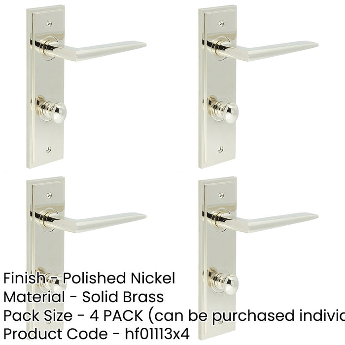 PACK Polished Nickel Bathroom Door Handle with Backplate Turn Release Solid Brass Interior Handle-1