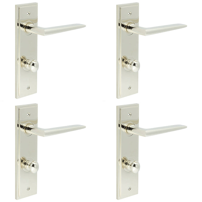 PACK Polished Nickel Bathroom Door Handle with Backplate Turn Release Solid Brass Interior Handle