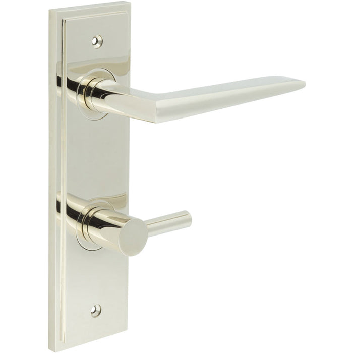 Elegant Polished Nickel Door Handle with Turn Release Bathrooms Solid Brass Interior Handle