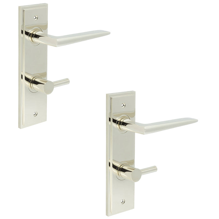 PACK Elegant Polished Nickel Door Handle with Turn Release Bathrooms Solid Brass Interior Handle (1)