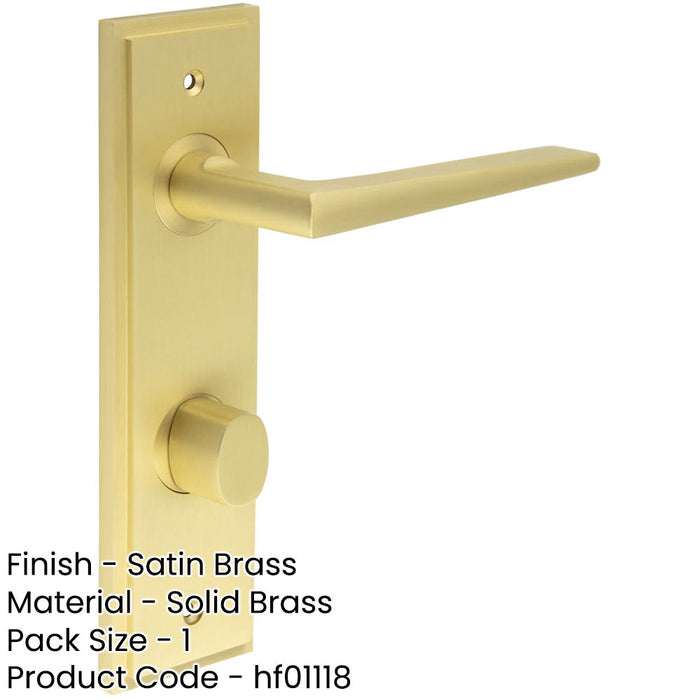 Luxury Satin Brass Door Handle with Turn Release Bathrooms Solid Brass Interior Handle-1