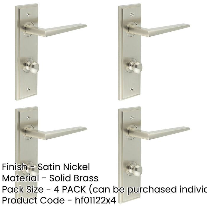 PACK Elegant Satin Nickel Bathroom Door Handle with Turn Release Backplate Solid Brass Interior Handle-1