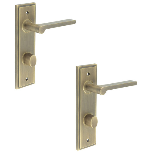 PACK Antique Brass Door Handle with Turn Release Bathroom Solid Brass Interior Handle (1)