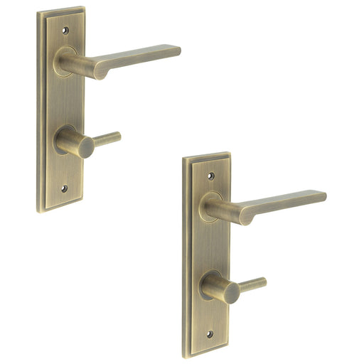 PACK Antique Brass Door Handle with Turn Release Bathrooms Solid Brass Interior Handle (1)