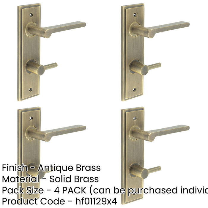 PACK Antique Brass Door Handle with Turn Release Bathrooms Solid Brass Interior Handle-1