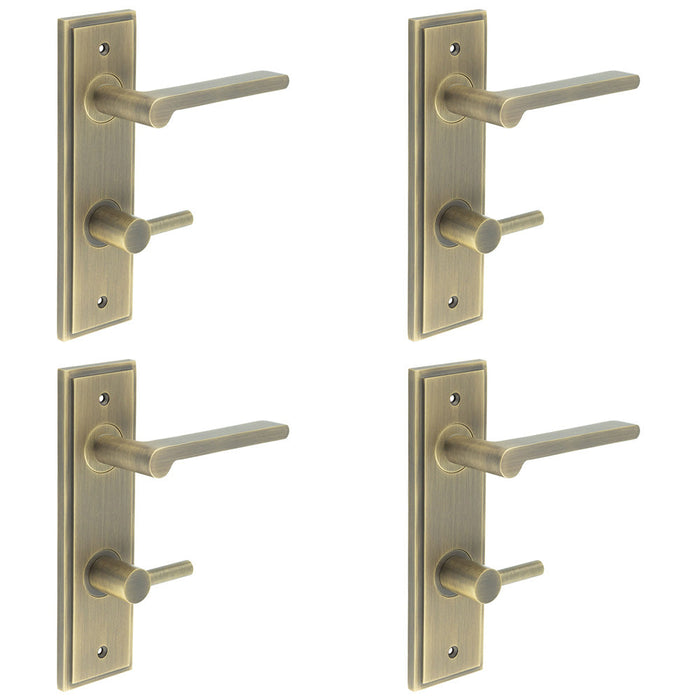 PACK Antique Brass Door Handle with Turn Release Bathrooms Solid Brass Interior Handle