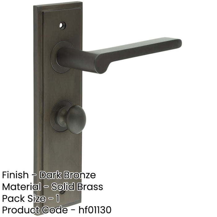 Dark Bronze Bathroom Door Handle with Backplate Turn Release Solid Brass Interior Handle-1
