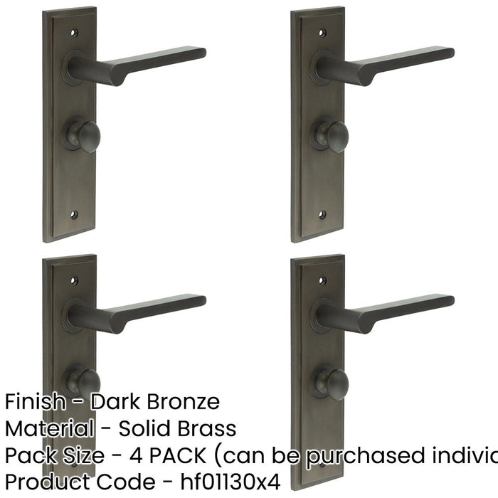 PACK Dark Bronze Bathroom Door Handle with Backplate Turn Release Solid Brass Interior Handle-1