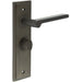 Stylish Dark Bronze Bathroom Door Handle with Backplate Turn Release Mechanism Solid Brass Interior Handle