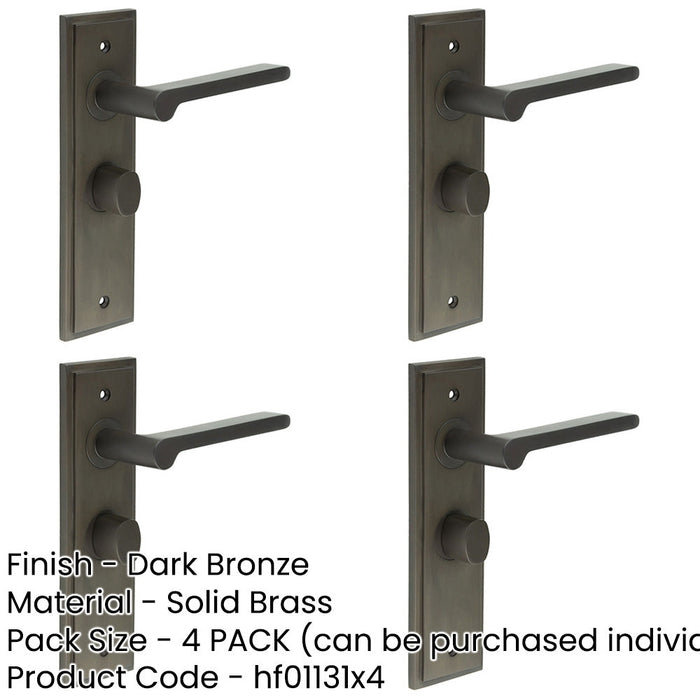 PACK Stylish Dark Bronze Bathroom Door Handle with Backplate Turn Release Mechanism Solid Brass Interior Handle-1