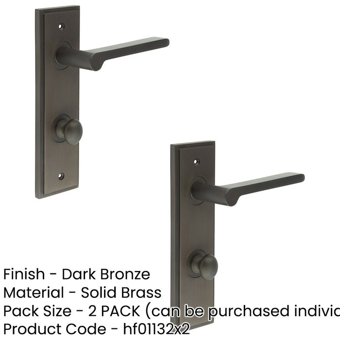 PACK Elegant Dark Bronze Bathroom Door Handle with Backplate Turn Release Solid Brass Interior Handle (13)-1